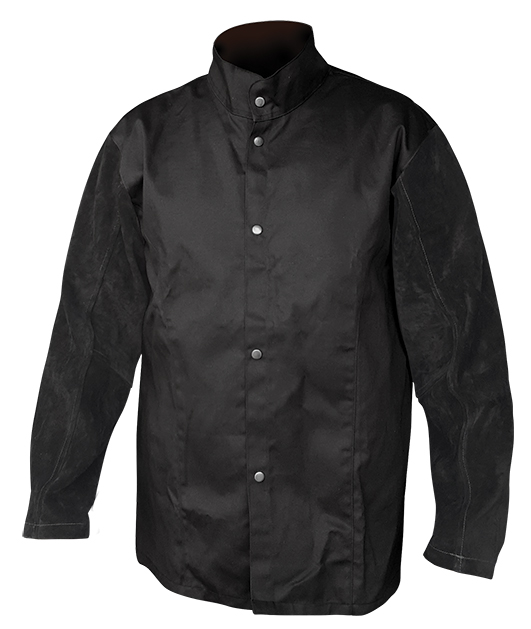 Armour Black FR Jacket With Leather Sleeves