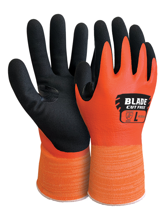 Blade Cut D Orange Foam Nitrile Full Coat Glove