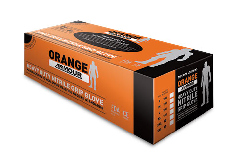 Orange Armour Heavy Duty Disposable Nitrile Glove