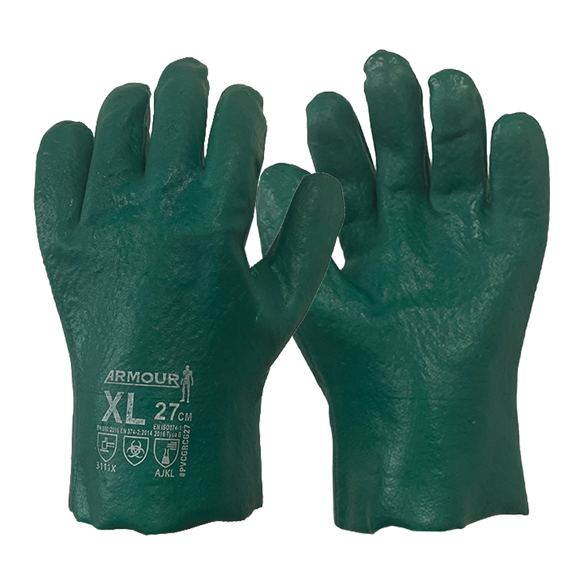 Armour Green PVC Chemical Gauntlet Glove – 27cm