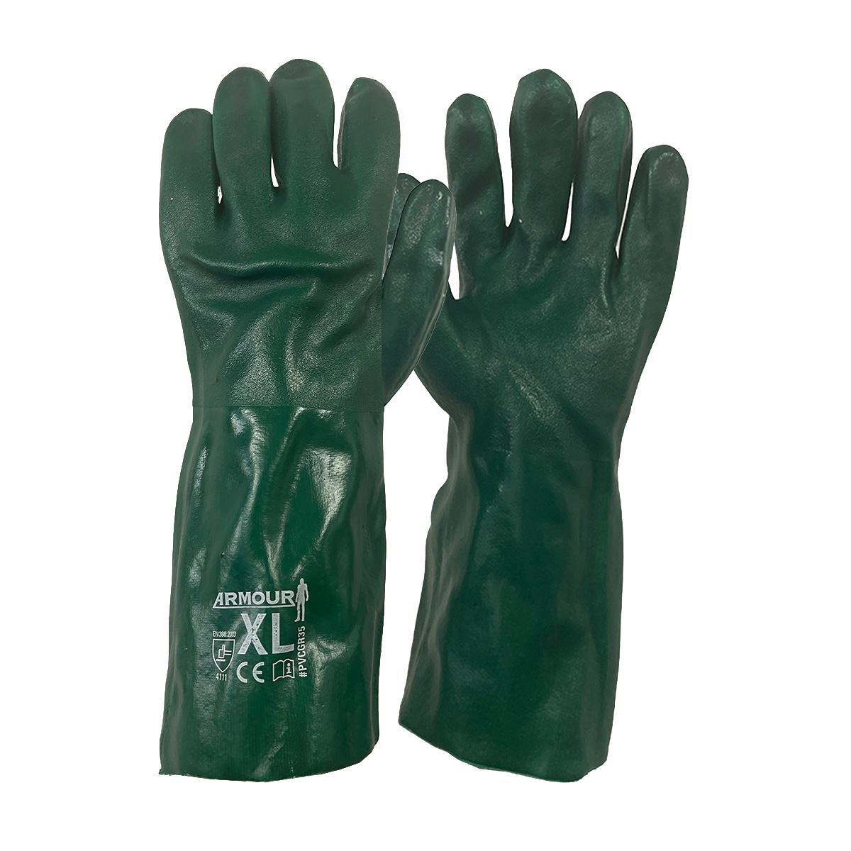 Armour Green PVC Chemical Gauntlet Glove – 35cm