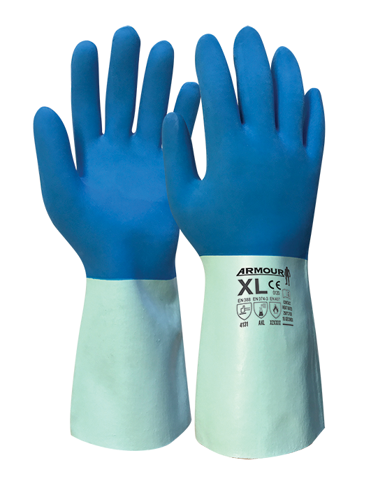 Armour Blue Latex Chemical & Heat Gauntlet – 30cm