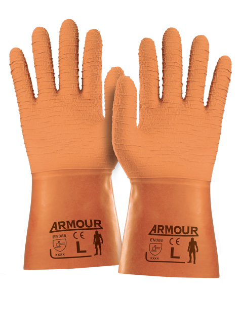 Armour Orange Crinkle Latex Gauntlet – 35cm