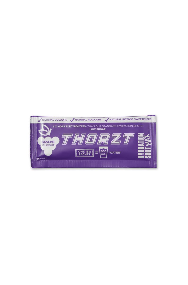 THORZT High Electrolyte Low Sugar Hydration Shot Max Powders - Grape